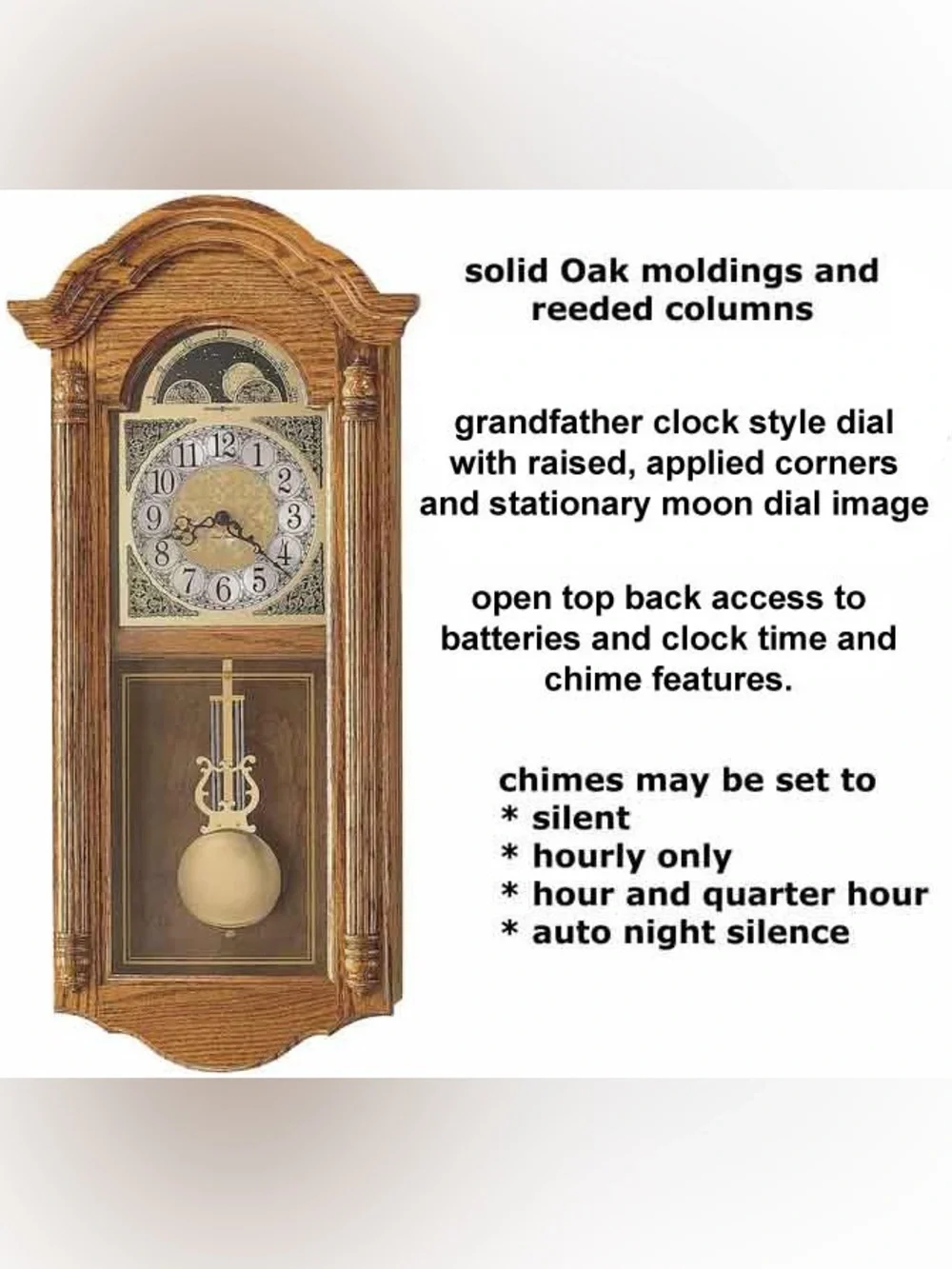 Howard Miller Fenton 620-156 Golden Oak Wall Clock Dual Chime FULLY FUNCTIONAL